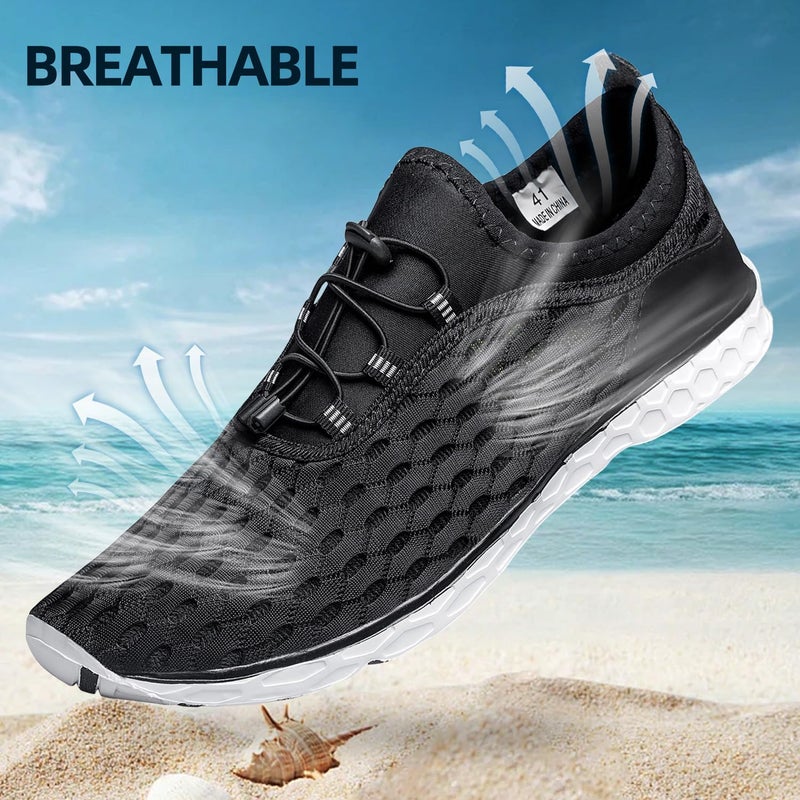 DOUSSPRT Women's Water Shoes Quick Drying Sports Aqua Shoes Blackwhite Size 10 - Image 3